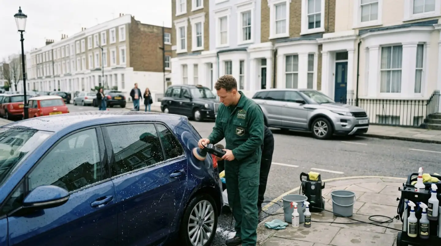 Mobile car valeting in progress