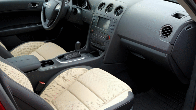 Modern car interior with beige seats